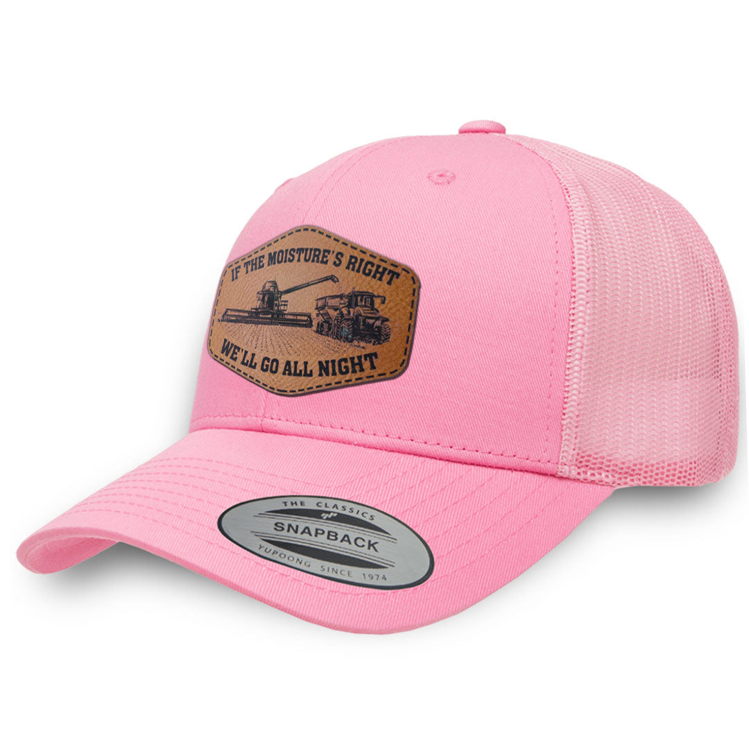 Pink / Pink leather patch hat - If The Moisture&