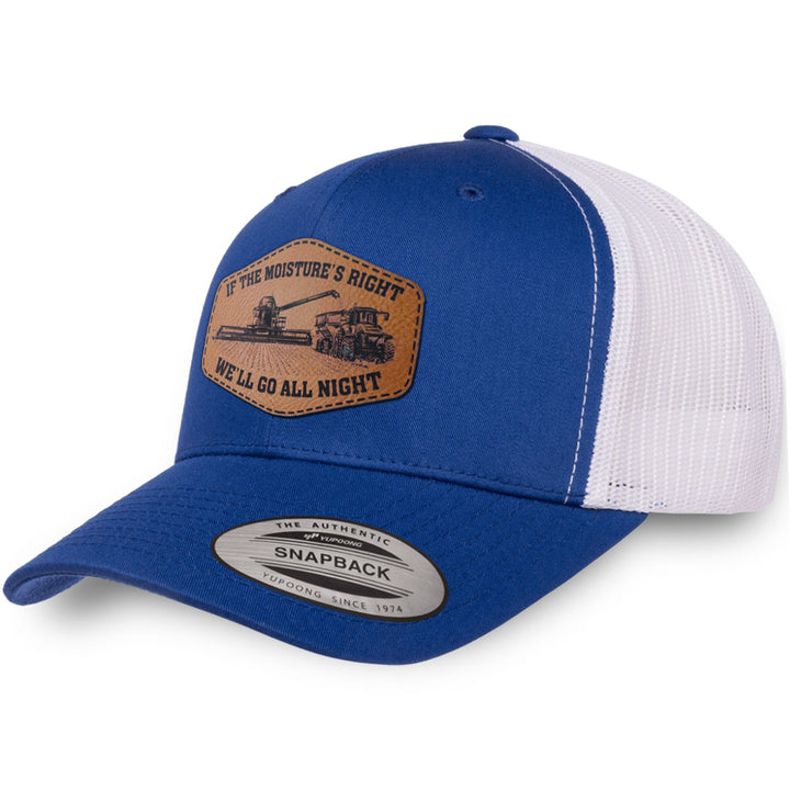 Royal Blue / White leather patch hat - If The Moisture&
