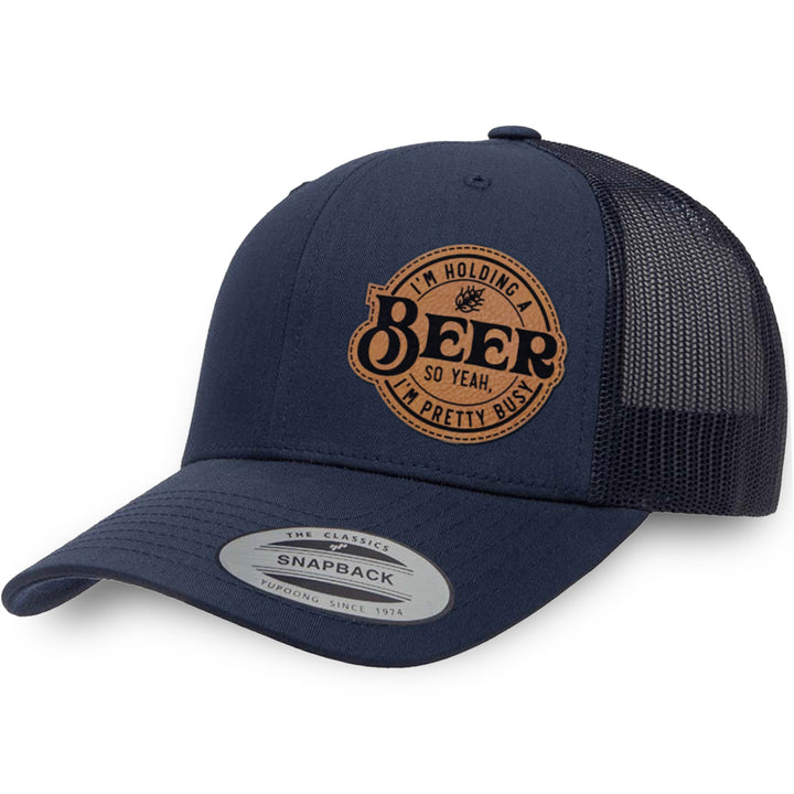 Navy / Navy leather patch hat - I&