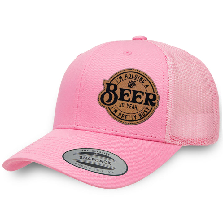 Pink / Pink leather patch hat - I&