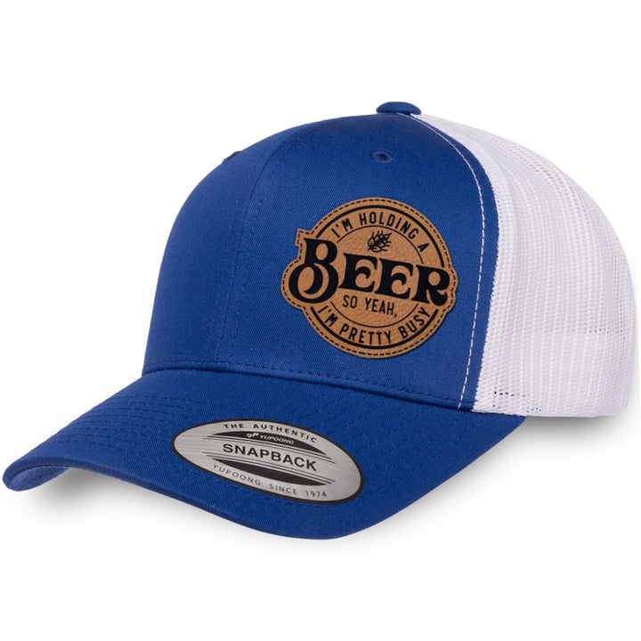 Royal Blue / White leather patch hat - I&