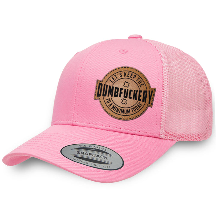 Pink / Pink leather patch hat - Dumbfuckery