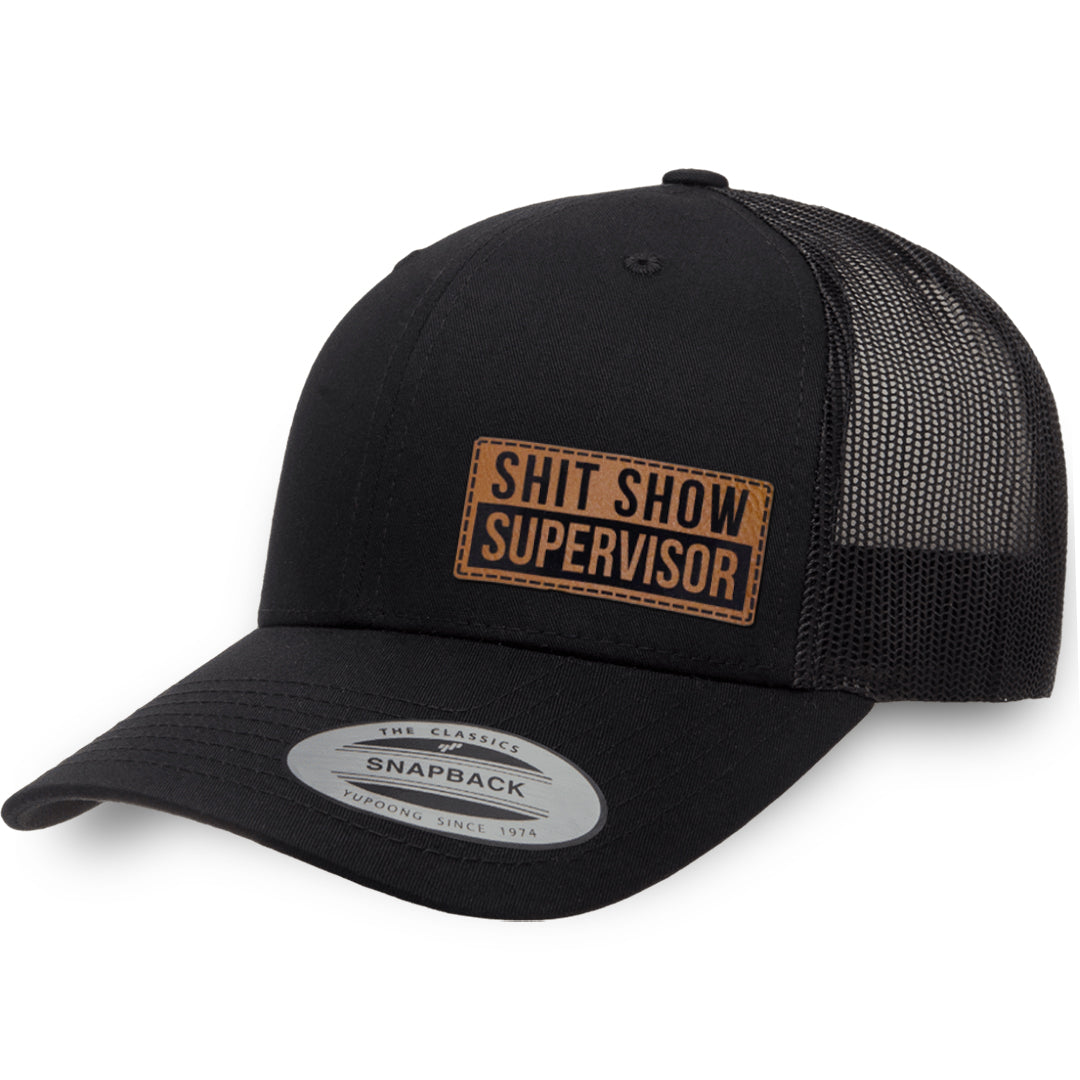 Black / Black leather patch hat - Shit Show Supervisor
