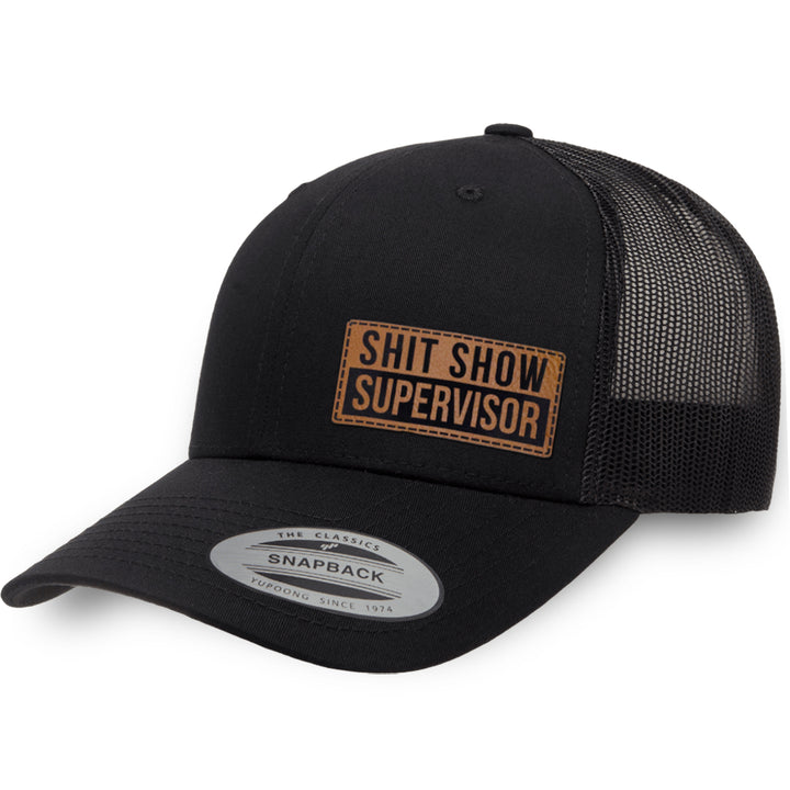 Black / Black leather patch hat - Shit Show Supervisor