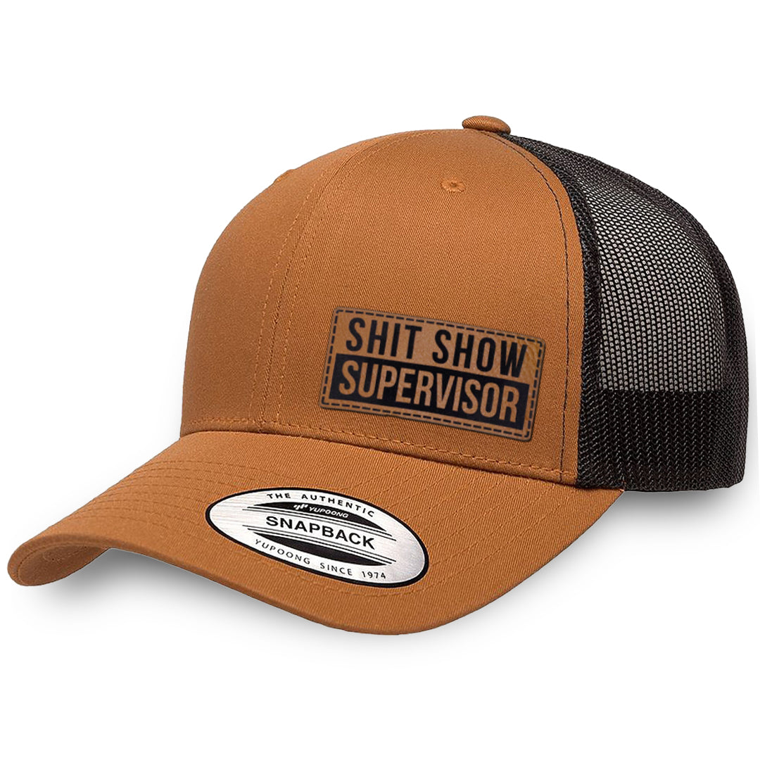 Caramel / Black leather patch hat - Shit Show Supervisor