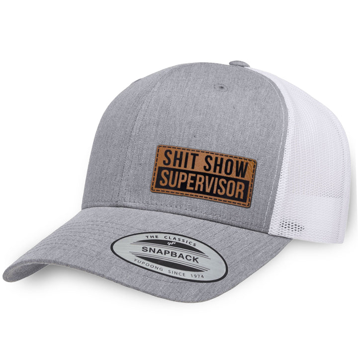 Heather Gray / White leather patch hat - Shit Show Supervisor