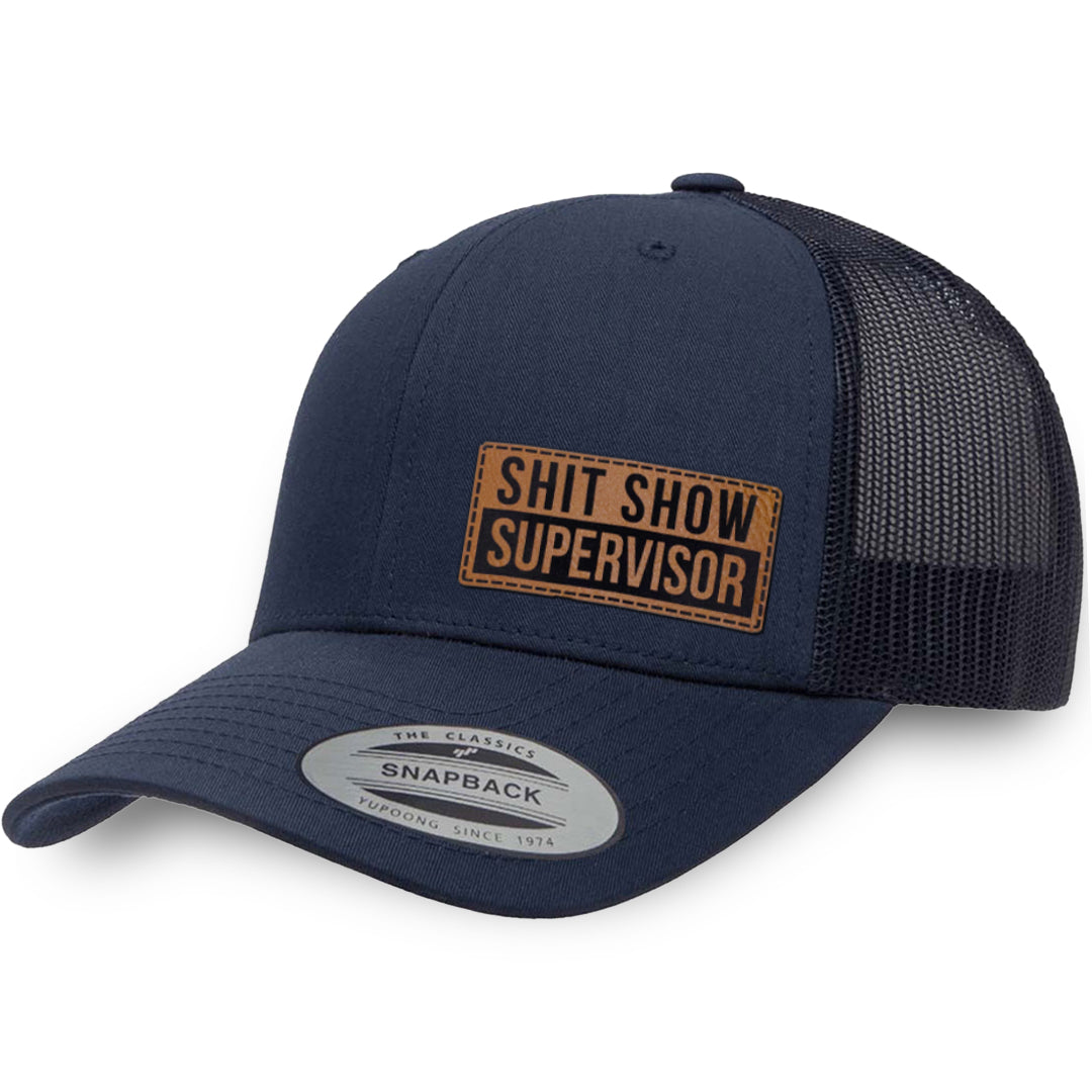 Navy / Navy leather patch hat - Shit Show Supervisor