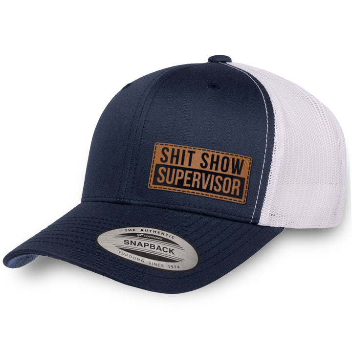 Navy / White leather patch hat - Shit Show Supervisor