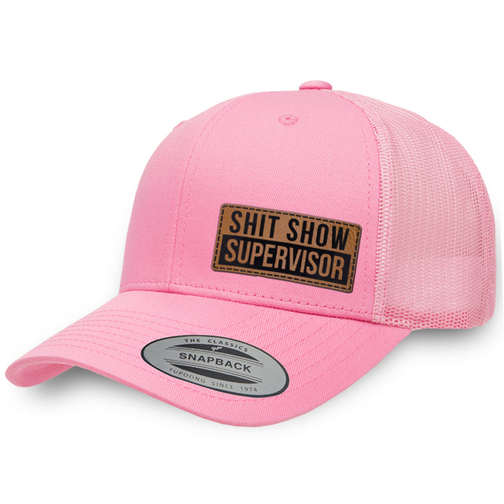 Pink / Pink leather patch hat - Shit Show Supervisor