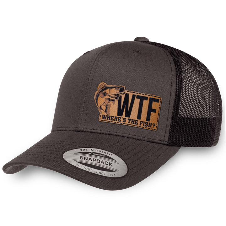 Charcoal / Black leather patch hat - WTF Where&
