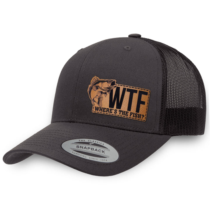 Charcoal / Charcoal leather patch hat - WTF Where&