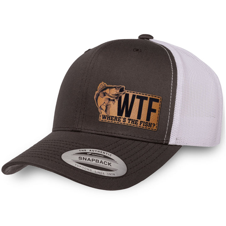 Charcoal / White leather patch hat - WTF Where&