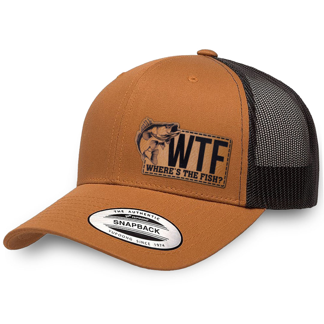 Caramel / Black leather patch hat - WTF Where&