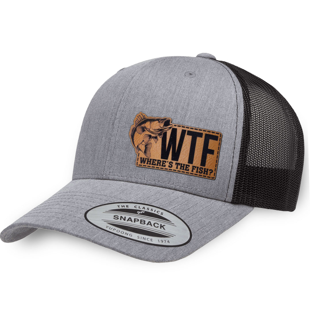 Heather Gray / Black leather patch hat - WTF Where&