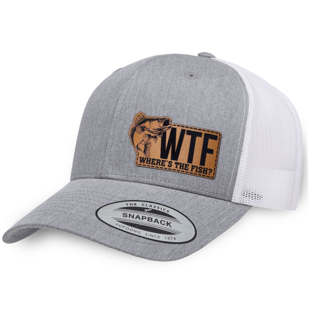 Heather Gray / White leather patch hat - WTF Where&