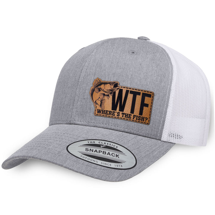 Heather Gray / White leather patch hat - WTF Where&