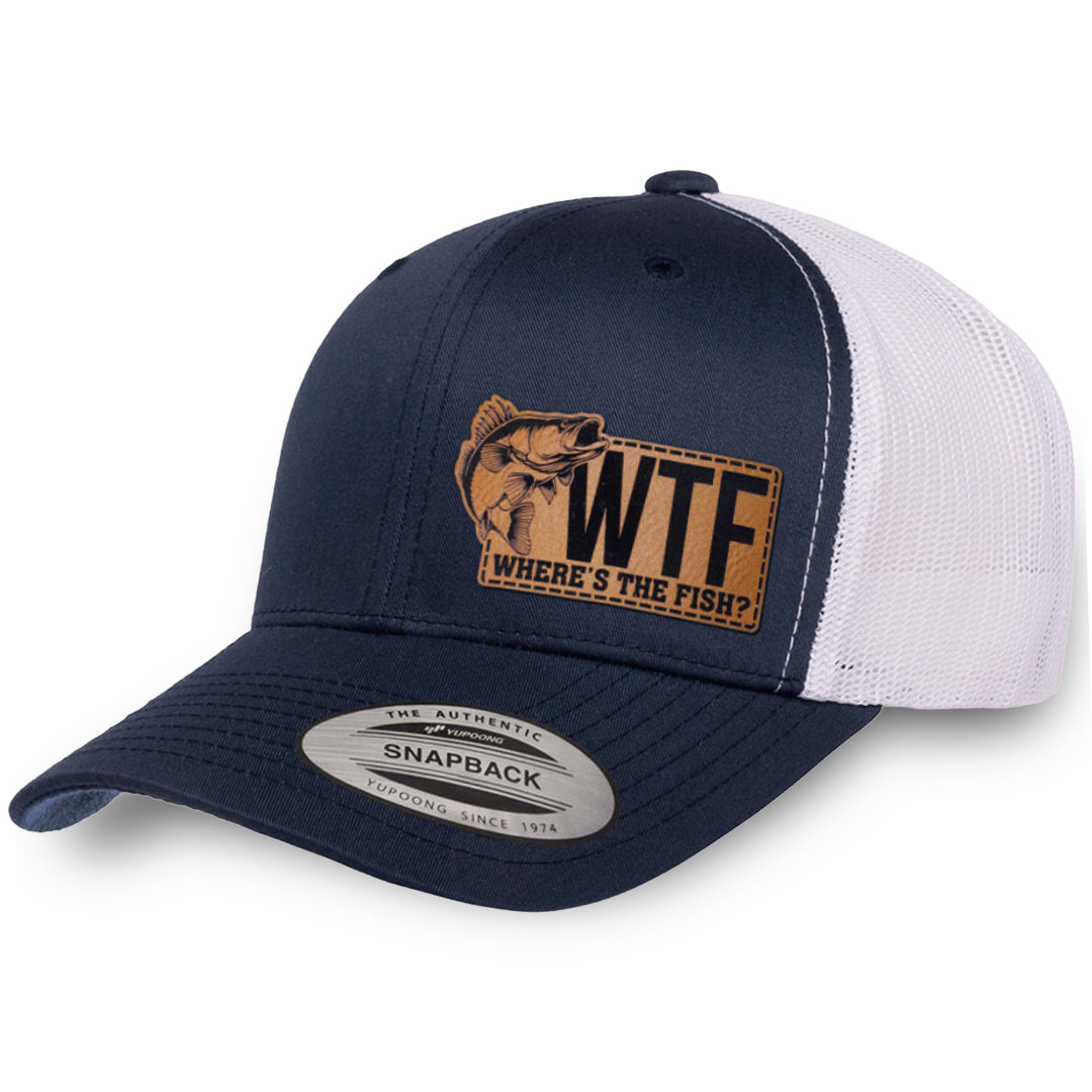 Navy / White leather patch hat - WTF Where&