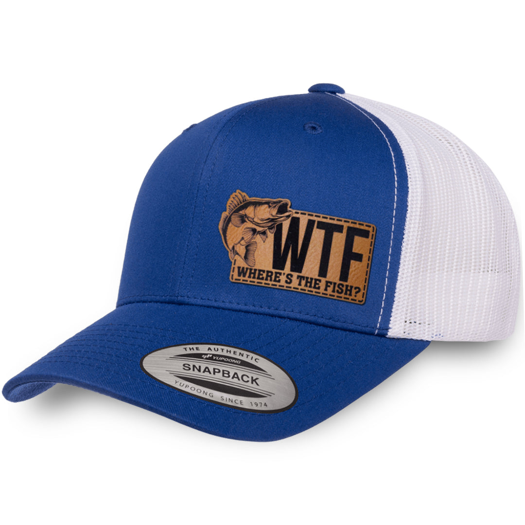Royal Blue / White leather patch hat - WTF Where&