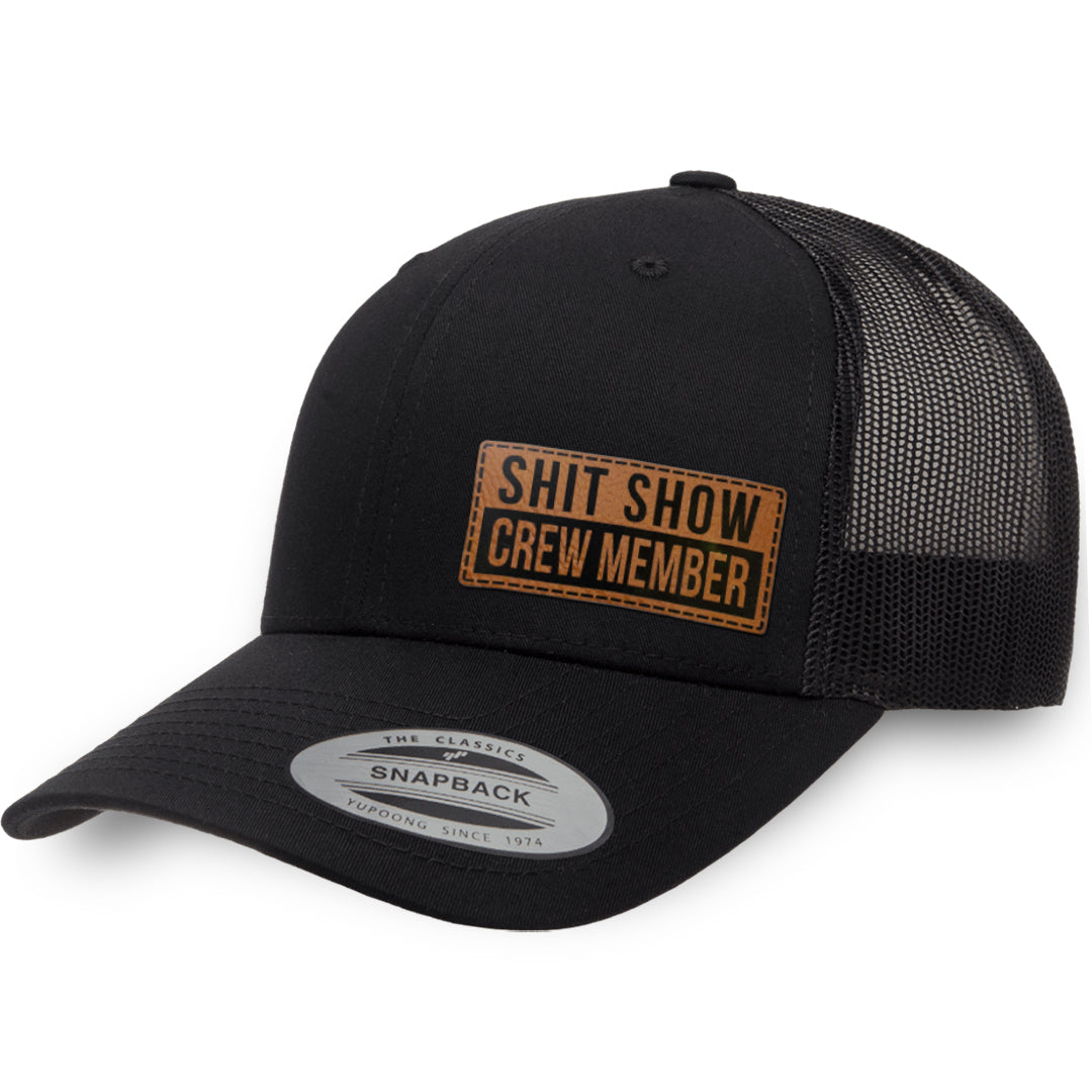 Black / Black leather patch hat - Shit Show Crew Member