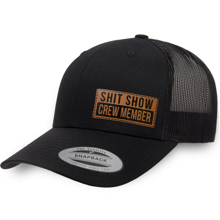 Black / Black leather patch hat - Shit Show Crew Member