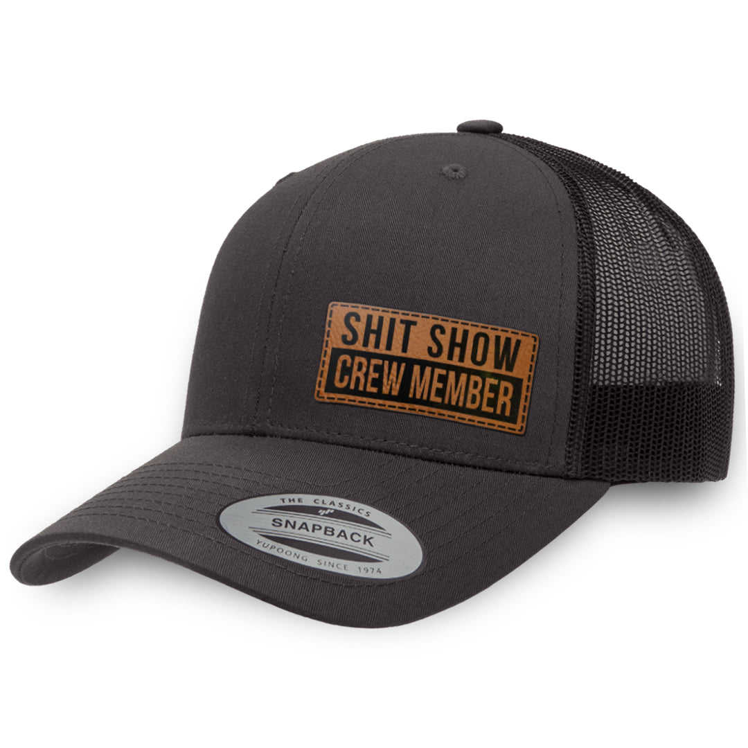 Charcoal / Charcoal leather patch hat - Shit Show Crew Member