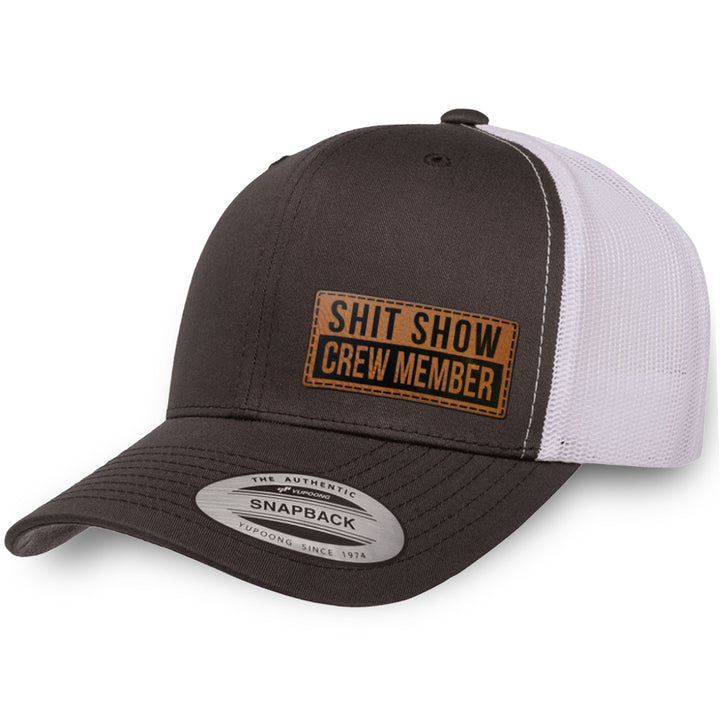 Charcoal / White leather patch hat - Shit Show Crew Member