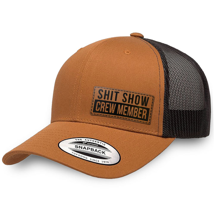 Caramel / Black leather patch hat - Shit Show Crew Member