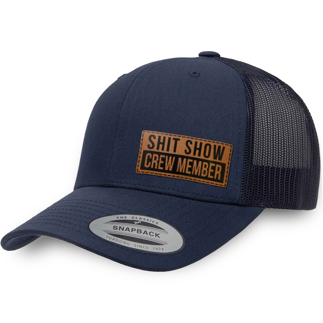 Navy / Navy leather patch hat - Shit Show Crew Member