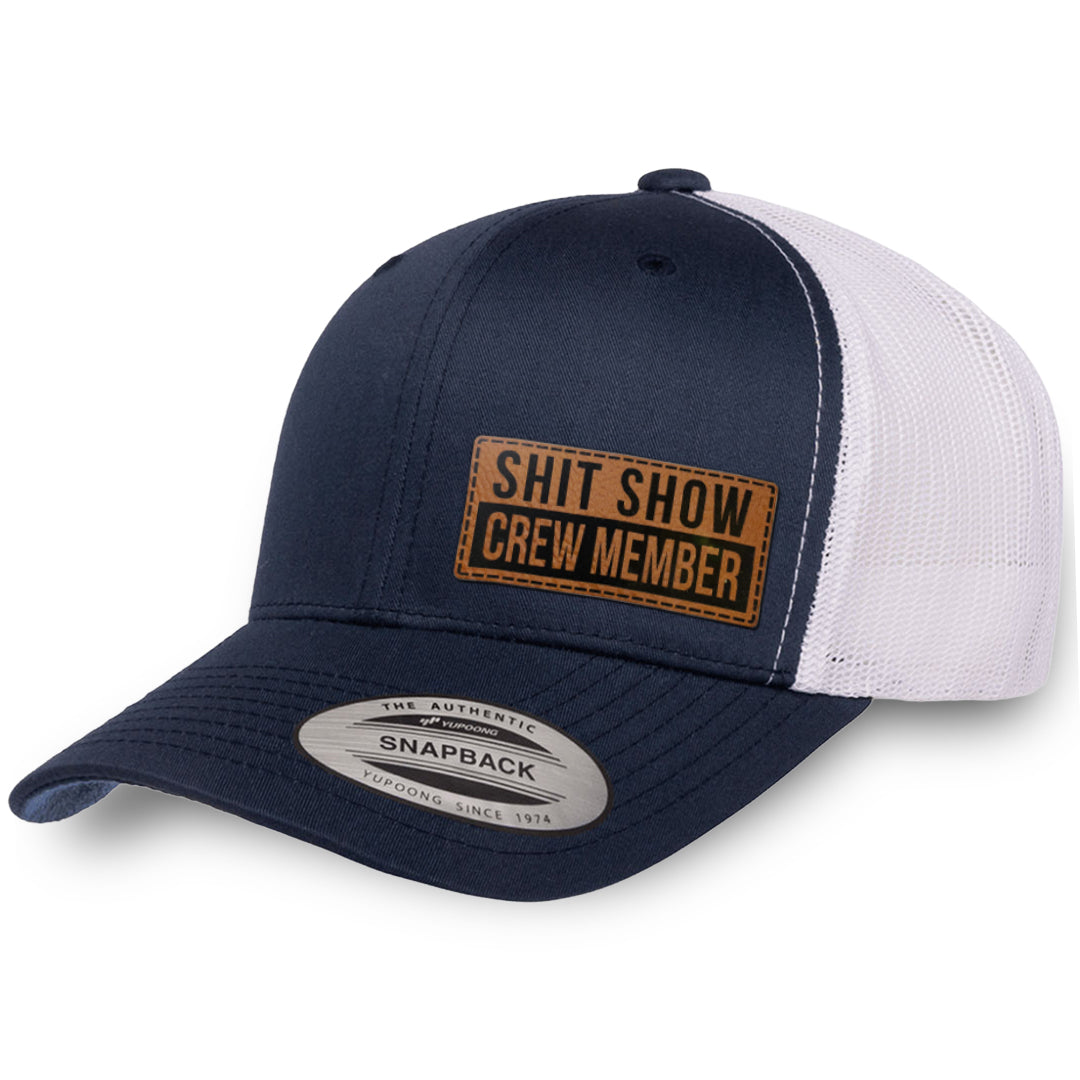 Navy / White leather patch hat - Shit Show Crew Member