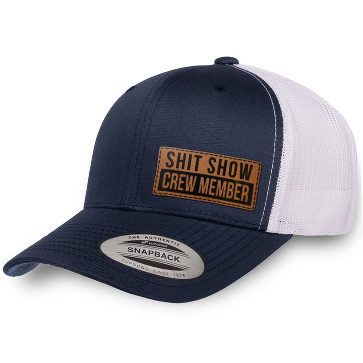 Navy / White leather patch hat - Shit Show Crew Member