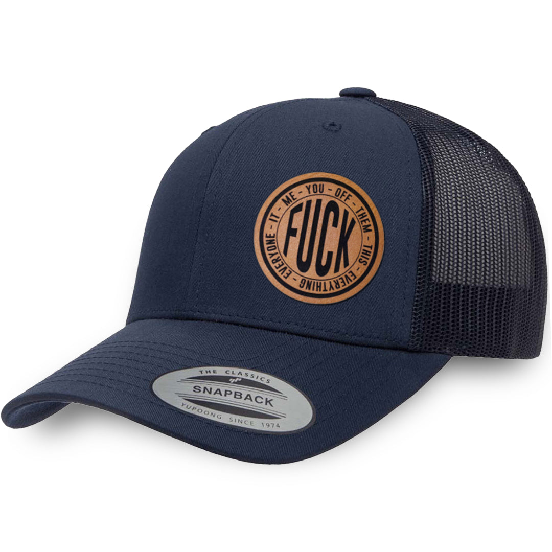 Navy / Navy leather patch hat - Fuck Everything