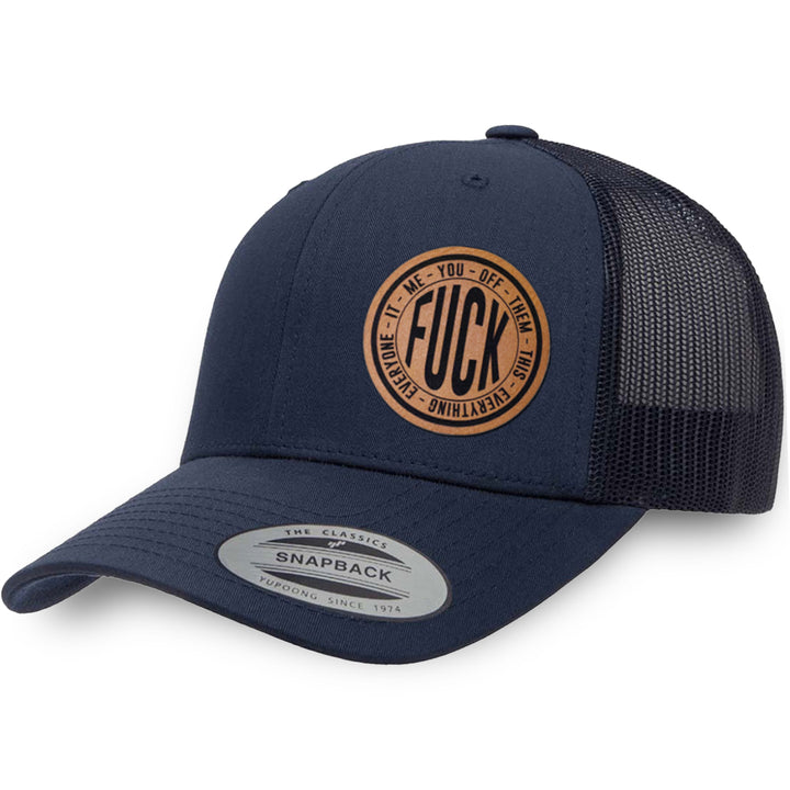Navy / Navy leather patch hat - Fuck Everything