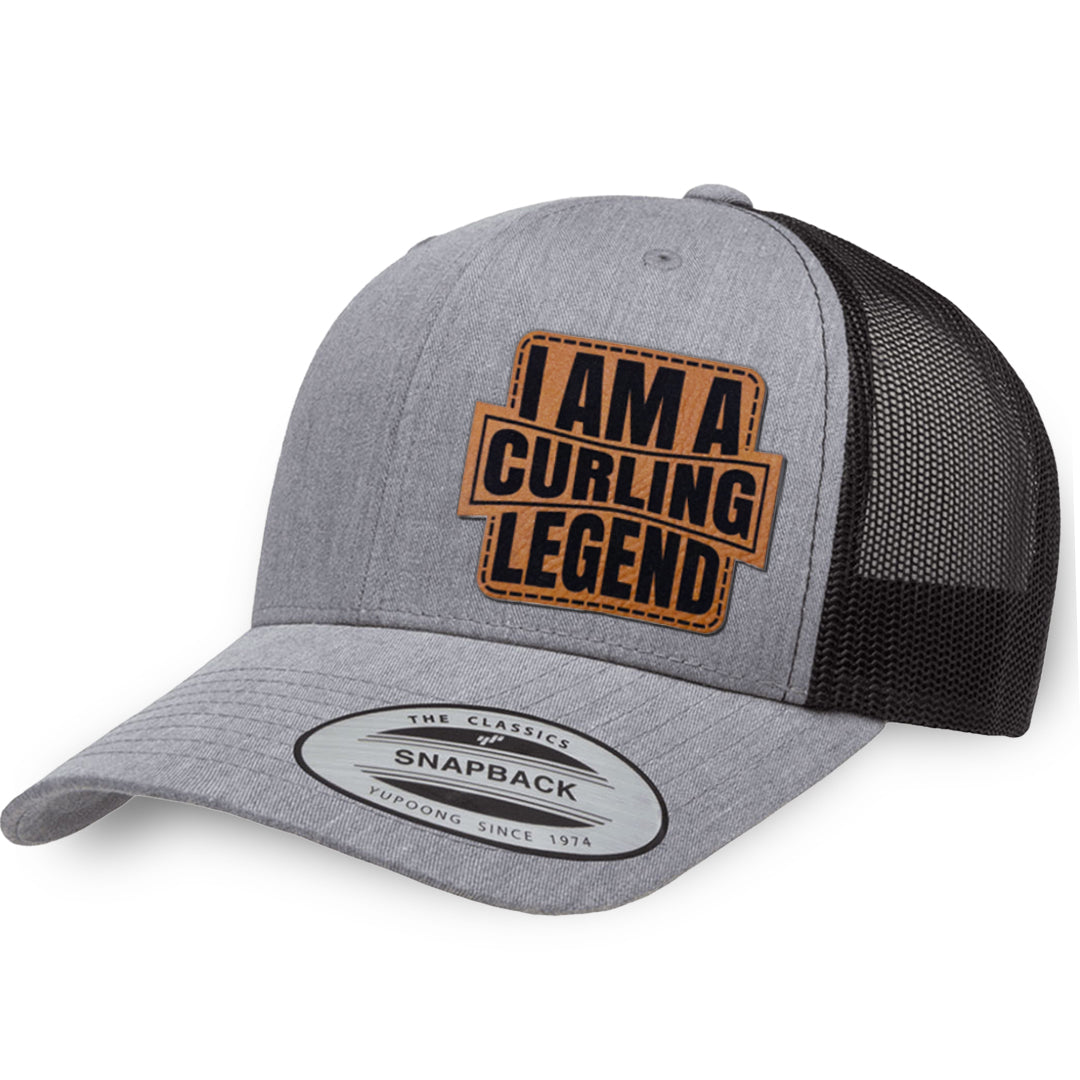 Heather Gray / Black leather patch hat - I&