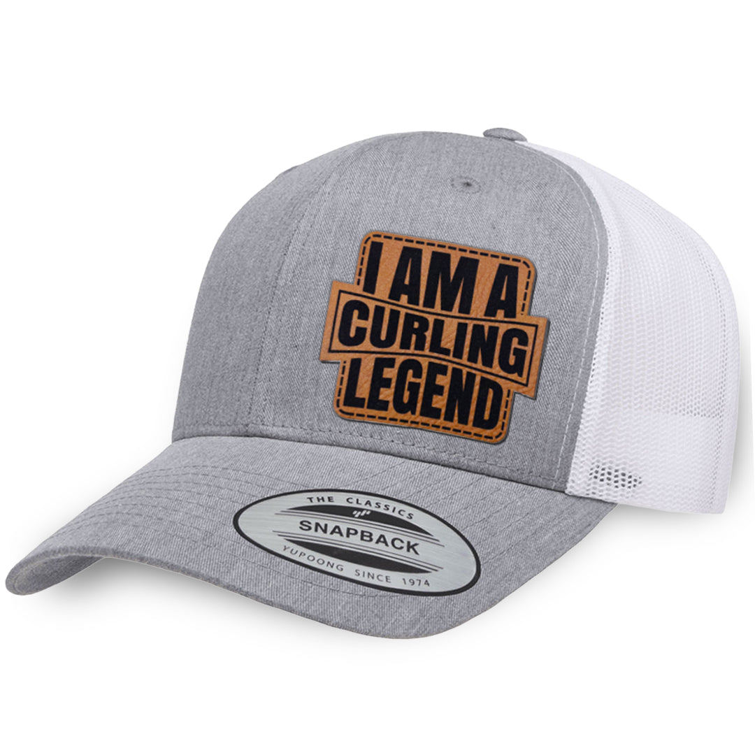 Heather Gray / White leather patch hat - I'm A Curling Legend