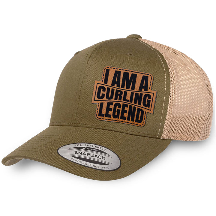Moss / Khaki leather patch hat - I&