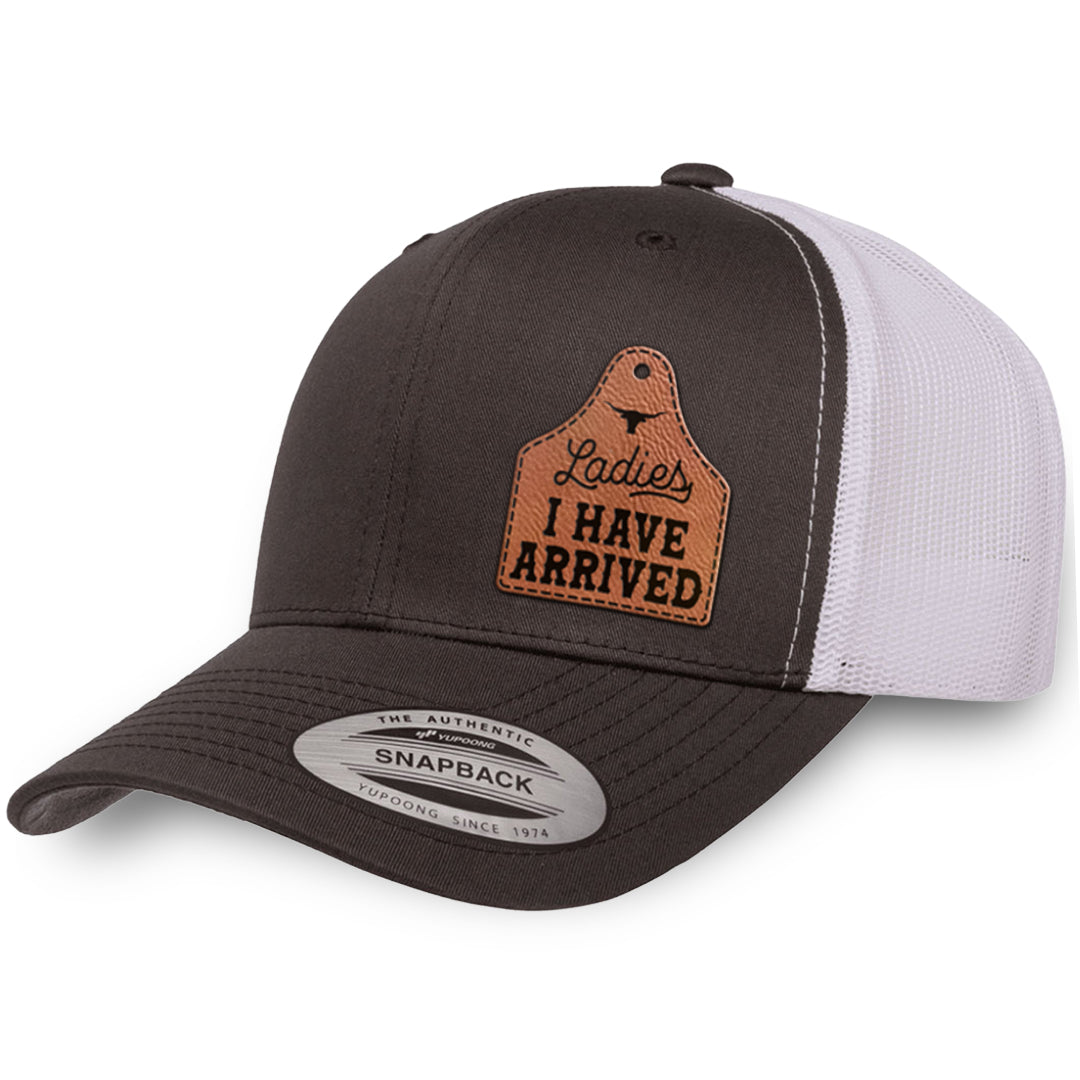 Charcoal / White leather patch hat - Ladies I Have Arrived