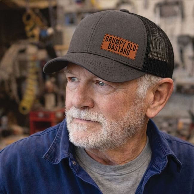 Grumpy Old Bastard | Leather Patch Hat