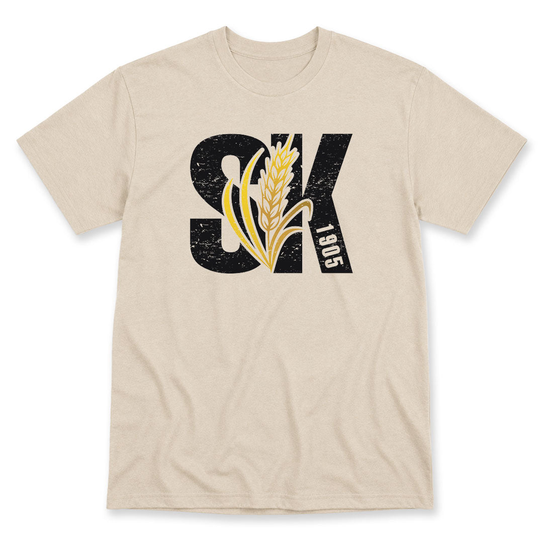Sand t-shirt printed with Saskatchewan 1905 by Pinetree Innovations