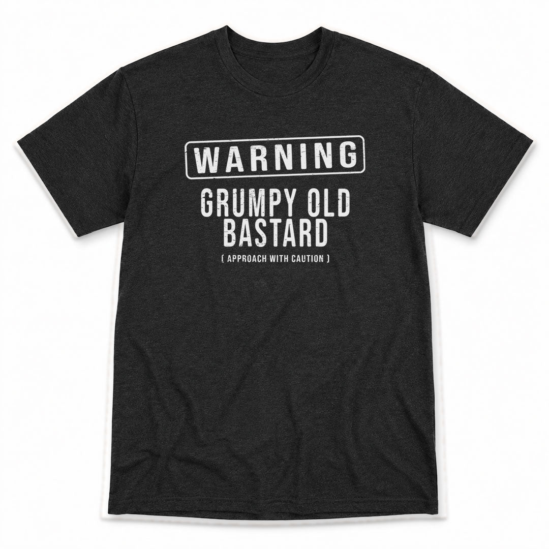 Dark Gray t-shirt printed with Grumpy Old Bastard by Pinetree Innovations