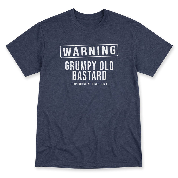 Navy t-shirt printed with Grumpy Old Bastard by Pinetree Innovations