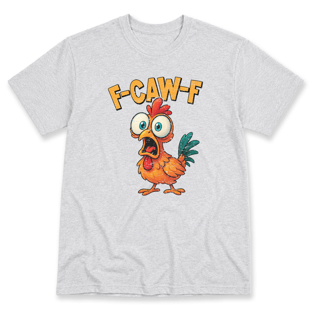 Ash t-shirt printed with F-CAW-F by Pinetree Innovations