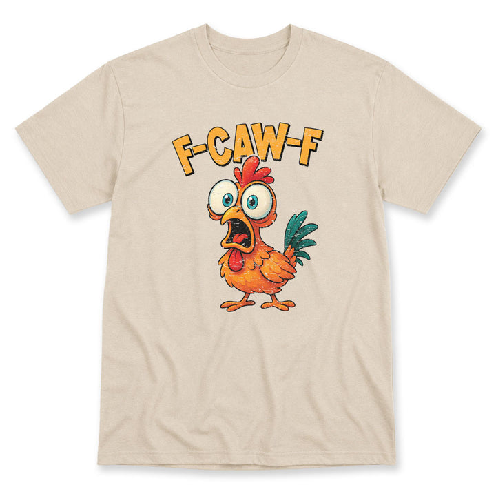 Sand t-shirt printed with F-CAW-F by Pinetree Innovations