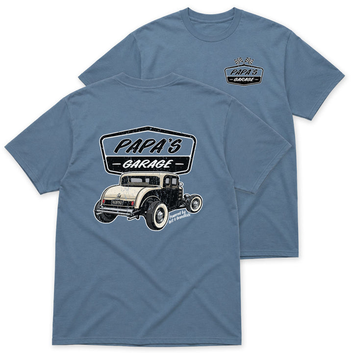 Indigo Blue t-shirt printed with the Papa&