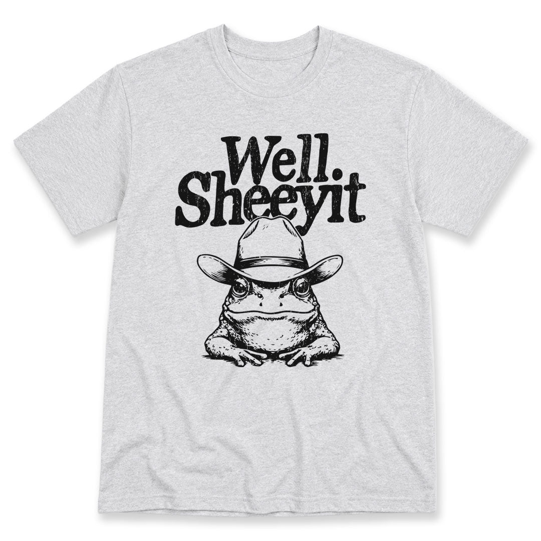 Ash t-shirt printed with the Well Sheeyit design, by Pinetree Innovations