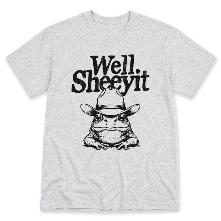 Ash t-shirt printed with the Well Sheeyit design, by Pinetree Innovations