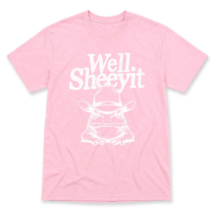Light Pink t-shirt printed with the Well Sheeyit design, by Pinetree Innovations