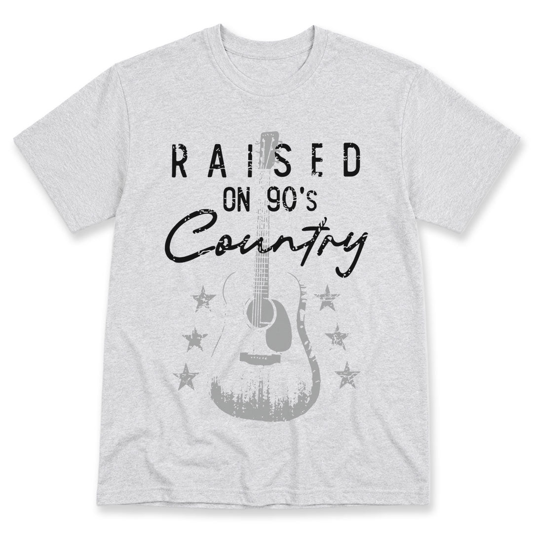 Ash t-shirt printed with the Raised On 90&