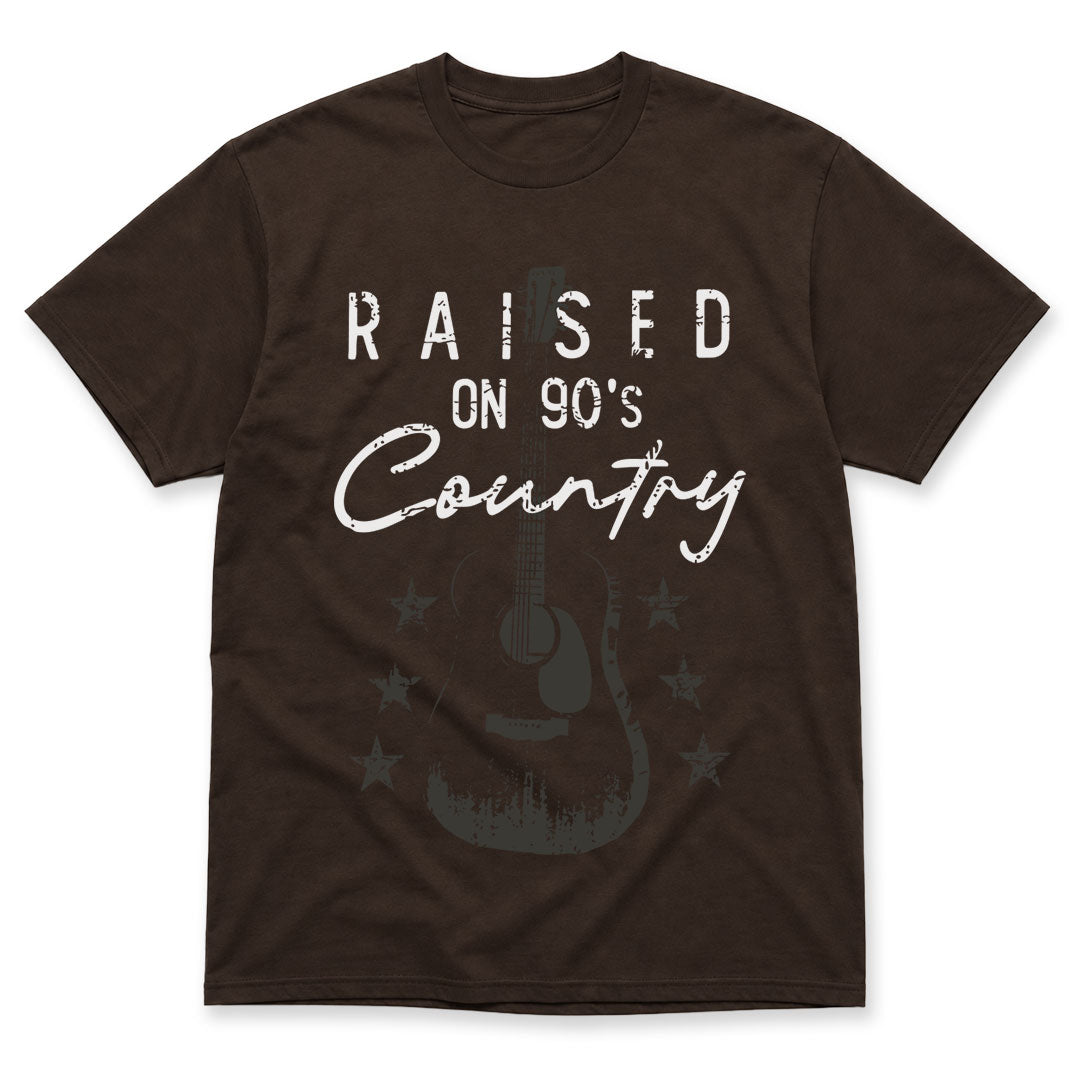 Dark Chocolate t-shirt printed with the Raised On 90&
