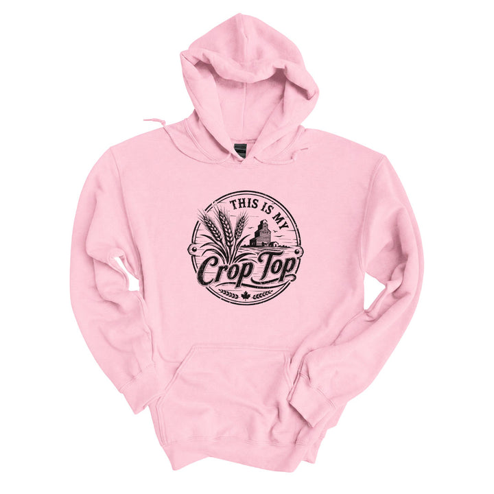 Light Pink hoodie with the This Is My Crop Top design printed across the front