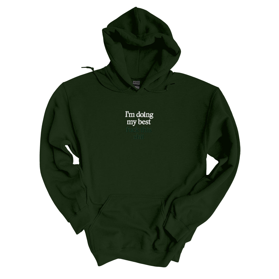 Forest Green hoodie embroidered with I&